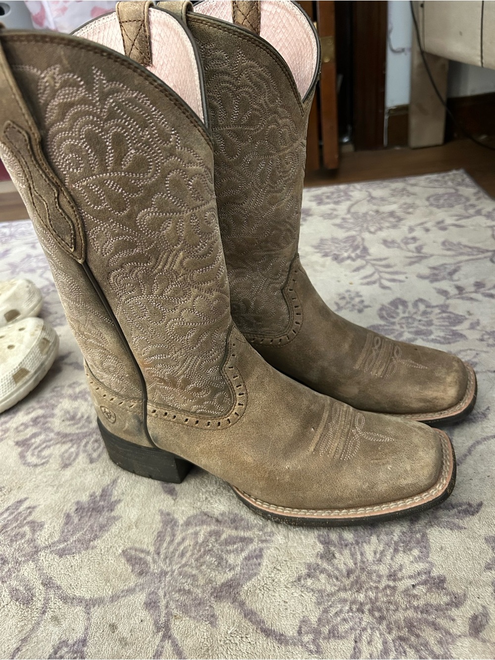 Ariat Tan Suede Lace Up Western Boots